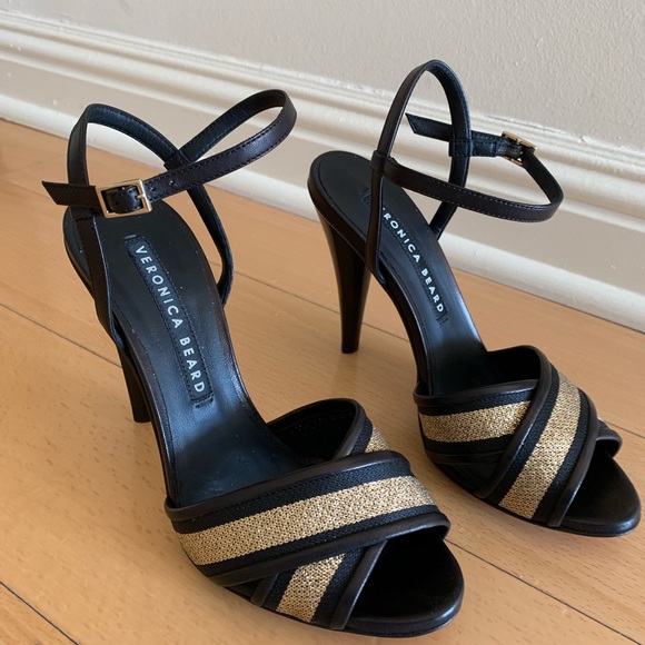 Veronica Beard Shoes - Veronica Beard Olympia Sandal - black and gold